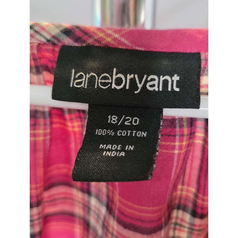 Women's Lane Bryant Pink Plaid Long Sleeve Pullover Blouse Size 18/20 - Picture 5 of 5